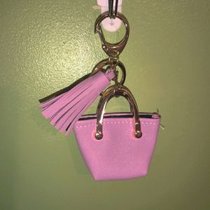 Cute purple bag keychain with tiny tassel